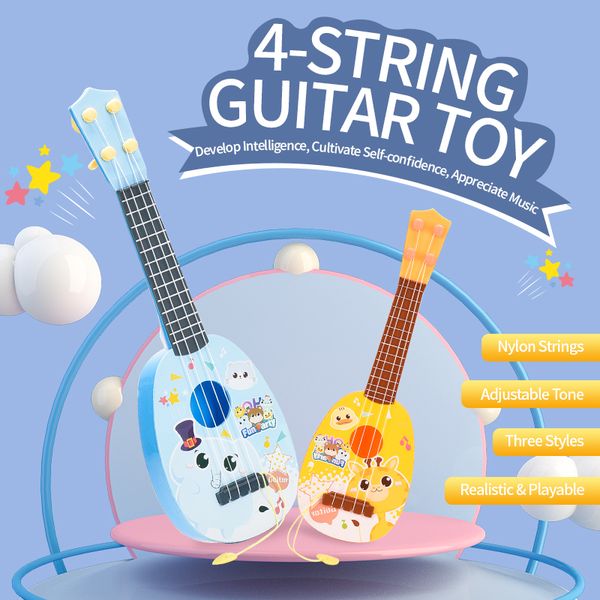 

baby mini cartoon animal pattern guitar toy realistic playable musical instruments 4-string guitar toy