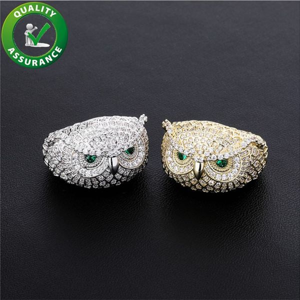 

mens rings wedding engagement luxury designer ring hip hop jewelry bling iced out diamond owl hiphop fingner ring men gold silver rapper boy