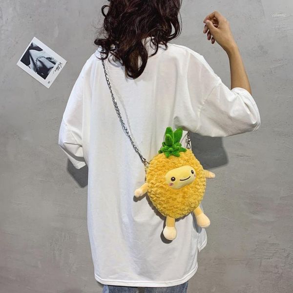 

women cartoon bear plush messenger bag fur chain bags cute fluffy bear sling bag1