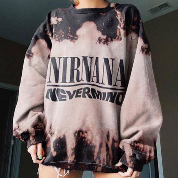 

zity tie dye crewneck women's casual color block autumn letter print hoodies long sleeve loose pullover sweatshirt, Black