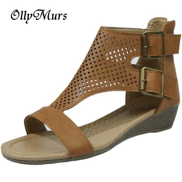 

ollymurs women's fashion flat back zipper sandals open toe ankle summer shoes for women ladies high heel shoes, Black