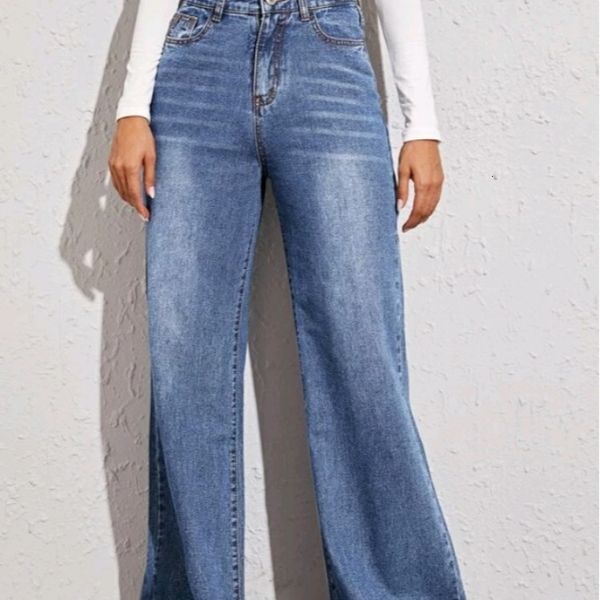 

street net red cat beard monkey loose high waist wide leg jeans female, Blue