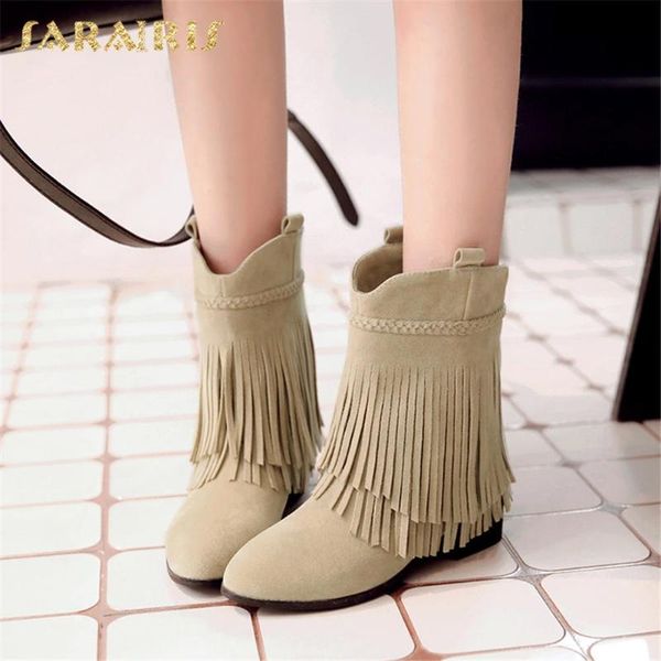 

boots sarairis 2021 arrivals comfortable black green shoes ladies booties slip on chunky heels fringe office woman
