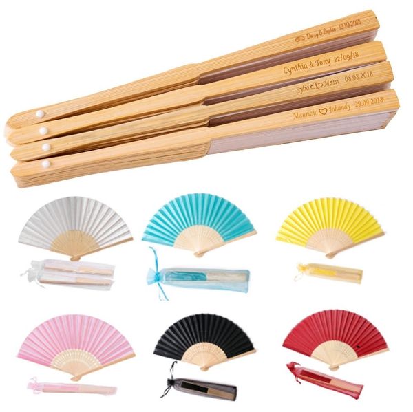 

50pcs personalized engraved silk hand fan wedding fold fan vintage fans customized wedding gift 1027