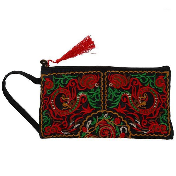 

wallets - women wallet embroider purse clutch mobile phone bag coin bag1, Red;black