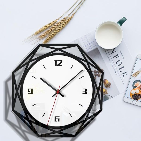 

acrylic wall clock home decoration creative black and white transparent clocks living room study wall clock modern design