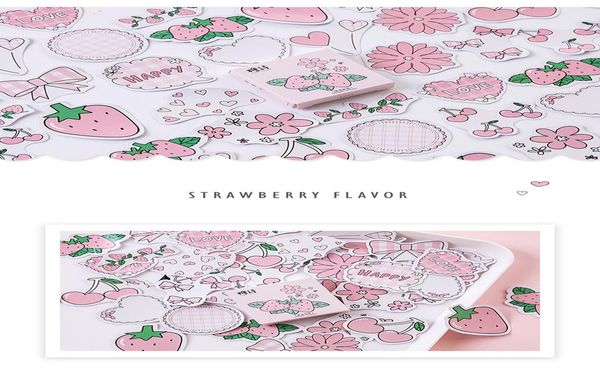

45pcs box cute strawberry flavor paper lable sealing stickers wash sticker scrapbook label diary stationery album sticker bbyuyz bwkf