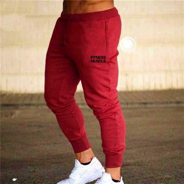 

fitness muscle brand casual skinny pants men joggers sweatpants gyms fitness workout track pants running cotton trousers 5 color1, Black