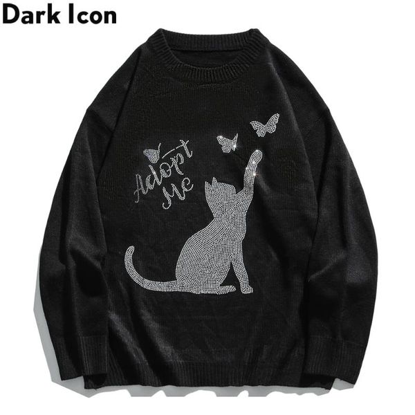 

men's sweaters dark drilling sweater men round neck cartoon students autumn for man, White;black