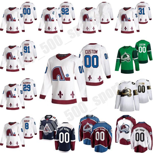 

2021 reverse retro colorado avalanche hockey jersey philipp grubauer nazem kadri ryan graves andre burakovsky erik johnson custom stitched, Black;red