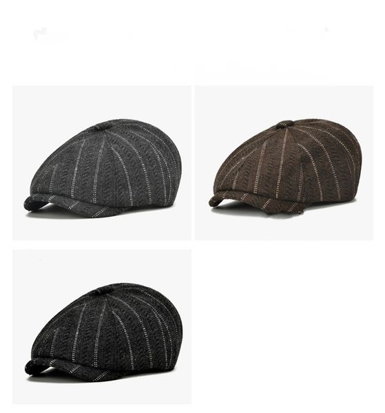

woollen cloth brim hat embroidery man woman peaked caps beret octagonal painter headwears autumn winter outdoors solid color 12jb l2, Black;white