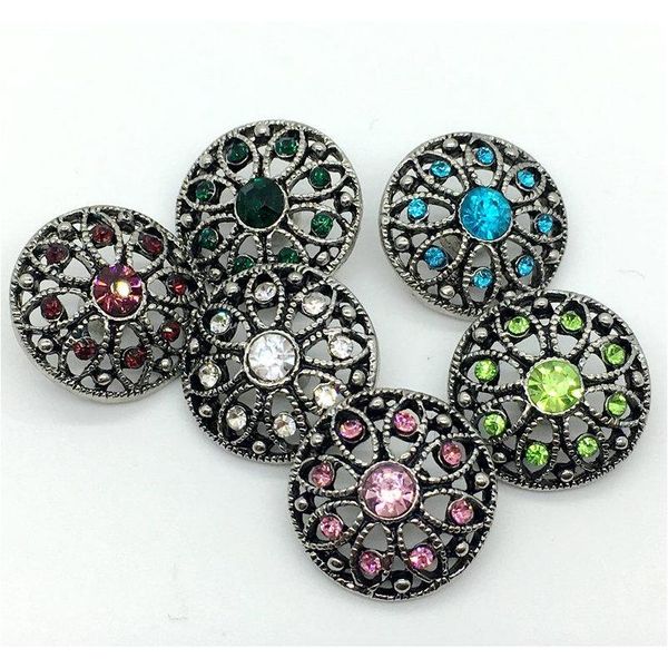 

noosa snap button rhinestone chunk charm button 18mm interchangeable flower hollow style jewelry for ginger snap wmtkzh luckyhat