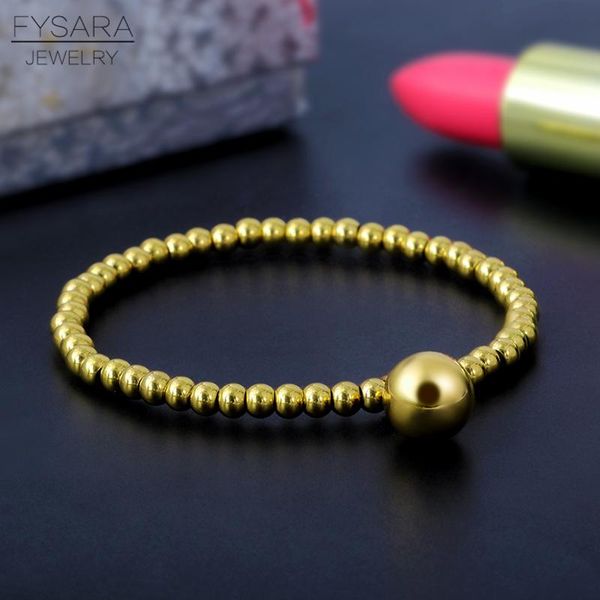 

fysara простых повседневного золото серебро цветого шарм stretch strand браслет партия женщины из нержавеющей стали шарик из бисера браслеты, Golden;silver