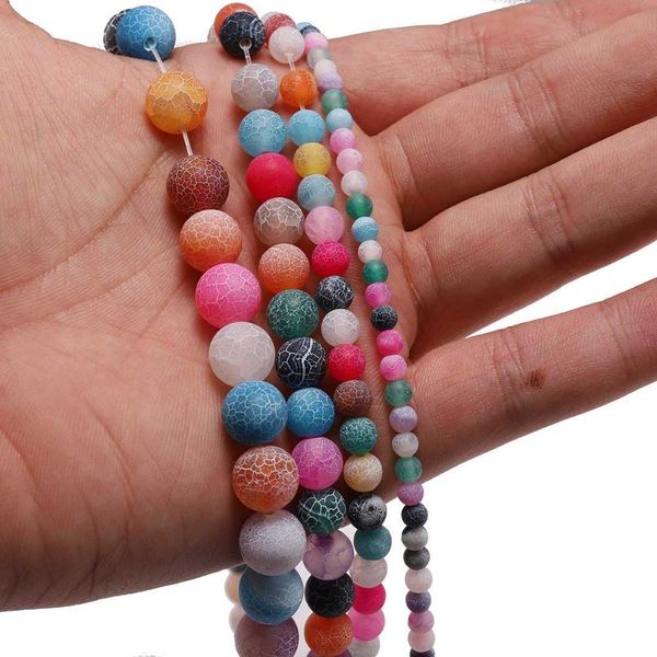 

1strand lot weathering natural stone bead frost crab multicolor agat round spacer bead for jewelry making diy necklaces bracelet h bbyfnc