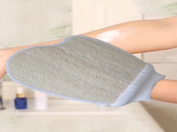 

2pc shower bath gloves exfoliating wash skin spa massage scrub body scrubber glove natural loofah bath sponge and shower loofah h jllztj
