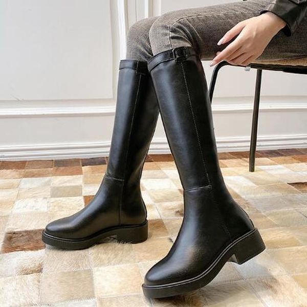 

women knee high boots gladiator mid heels shoes woman autumn warm matin knight shoe chaussures femme zapatos mujer sapato d2284, Black