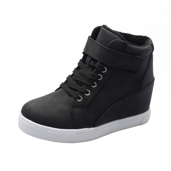 

2020 thick-soled ankle boots women's new winter large size 42 women's shoes casual warm velvet inner increase cotton shoes boots1, Black