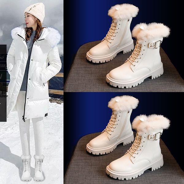 

skin 2021 winter snowboots women in genuine leather boots of u2py, Black