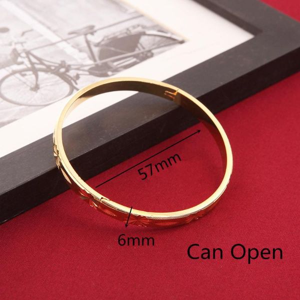 

dubai gold bangles for women men gold color wide 6mm bracelets african european ethiopia jewelry bangles, Black