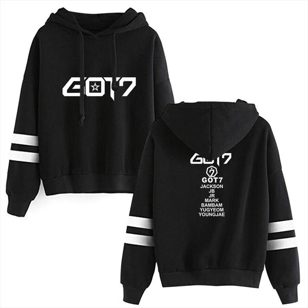 

2020 kpop got7 hooded sweatshirts got7 kpop hoodie fans i women long sleeve pullover hoodies casual clothes, Black