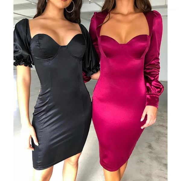 

2020 autumn new slim princess sleeve dress with buttock 2020 fashion women mini dress v-neck party summer beach1, Black;gray