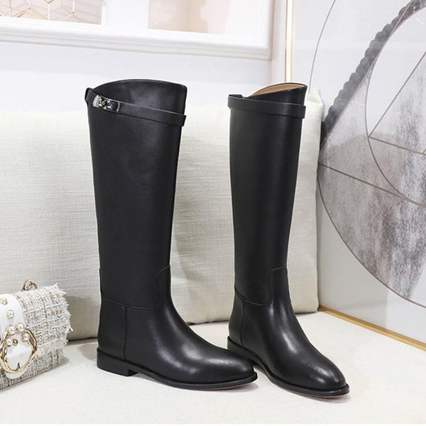 

boots equestrain designer cow leather knight classic ladies retro fashion size 42, Black