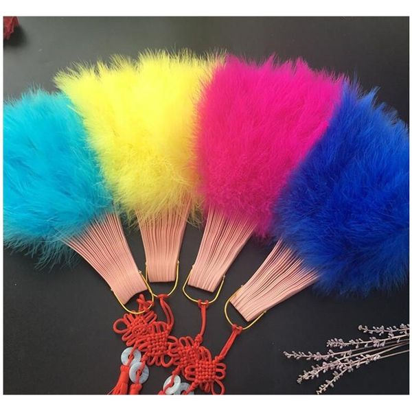 

party decoration color thicken fluffy folding marabou feather hand fan women girls dance performan jllisd sport77777
