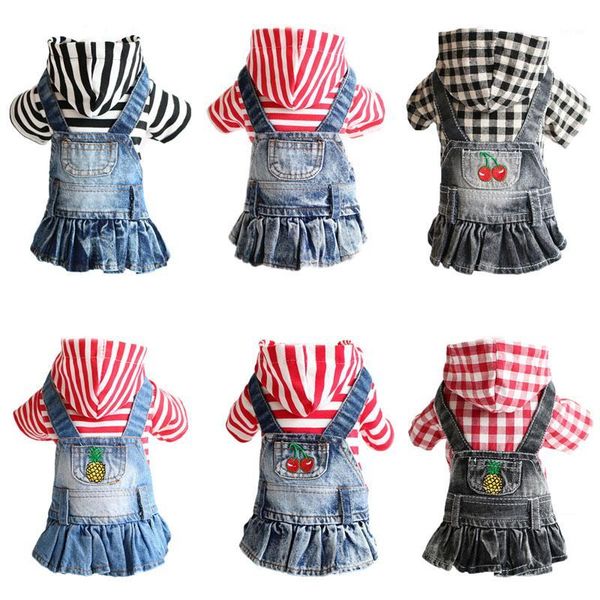 

dog apparel xs-2xl jean dress coat pet clothes for dogs stripe puppy small hoodie cute jacket ropa perro1