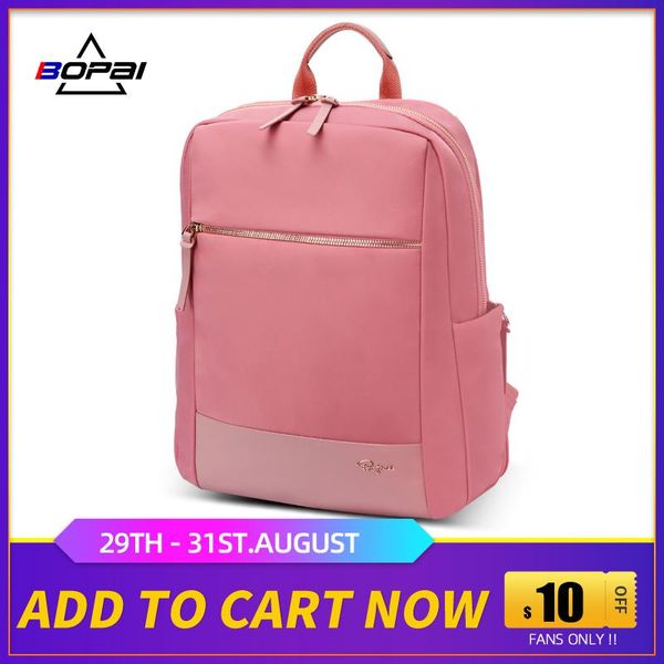 

bopai new lapbackpack women 14 inch waterproof pink fashion female travel daypacks school backpacks bags for teenage girls bbymjg