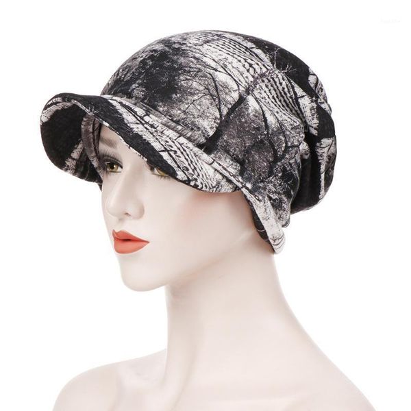 

new fashion hat women print casual plait india hat muslim ruffle cancer chemo beanie scarf turban head wrap cap1, Red