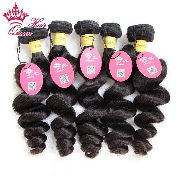 

queen hair unprocessed virgin hair 5pcs peruvian loose wave weft 12"- 28" in our stock dhl free, Black