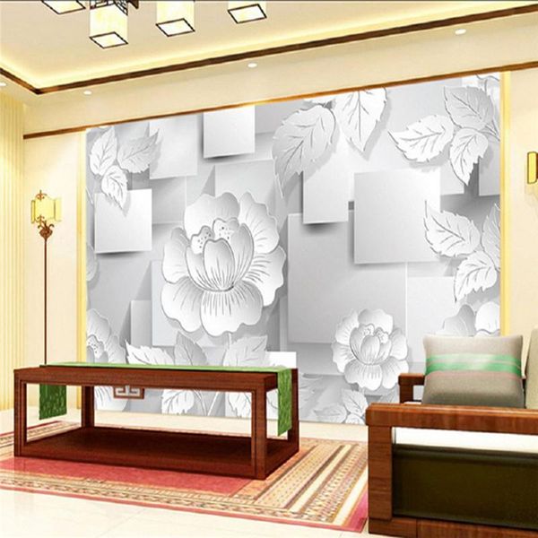 

leaf pattern wallpapers plaster relief murals living room custom flowers wall papers for walls 3d european abstract painting