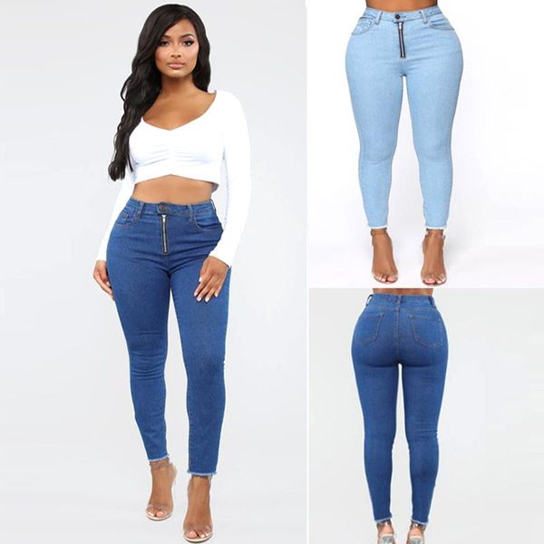 

women's jeans women slim stretch skinny blue zipper denim pencil pants female plus size bespring autumn