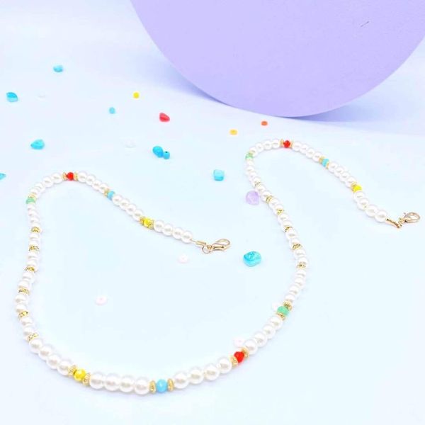 

multi color simulated pearl beads chain for mask women beaded glasses chain necklace sunglasses straps lanyard face mask chain h jllfvy
