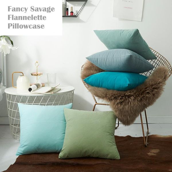 

new fancy savage flannelette pillowcase plain pure color dyed throw pillows cover modern nordic sofa car seat bed cushions case