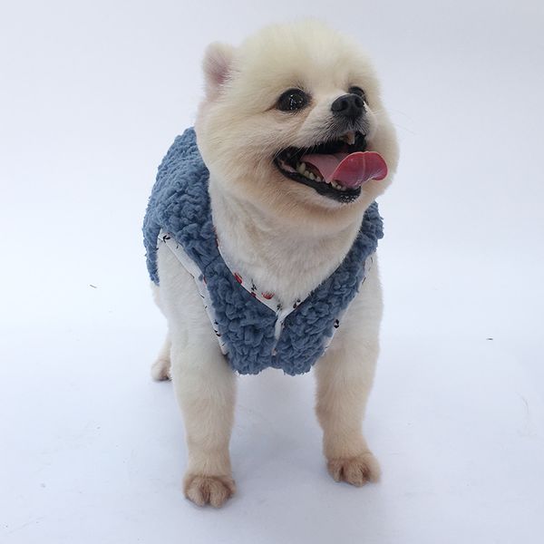 

cotton wool thickening dogs clothes teddy open button jacket puppy cat two sided vest dog apparel keep warm pet supplies winter new 11ly m2