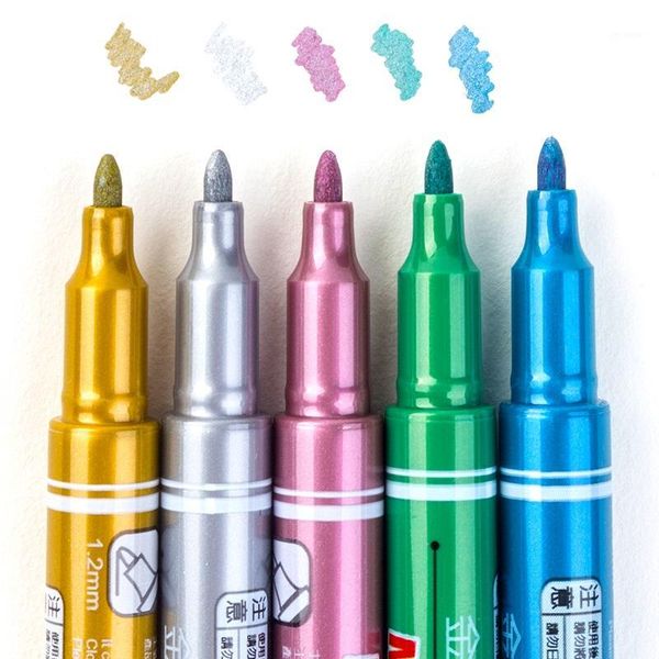 

simbalion metallic markers 5 colors round tip art markers drawing glass wood ceramics1