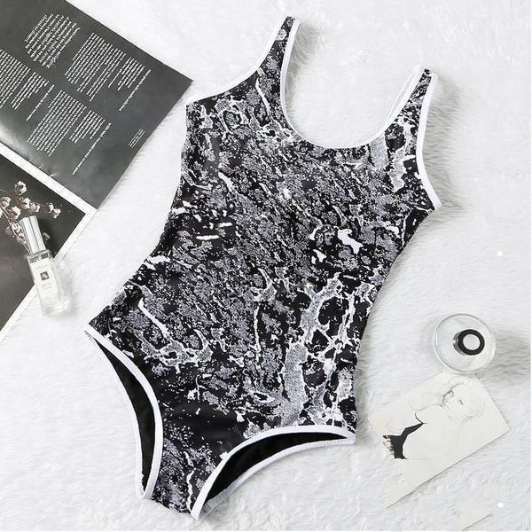 

confusion print swimwear padded push up women one-piece swimsuits outdoor beach travel vacation bandage swimsuits
