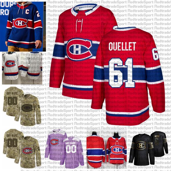

2021 reverse retro customize #61 xavier ouellet montreal canadiens hockey jerseys golden edition camo veterans day fights cancer shirt, Black;red