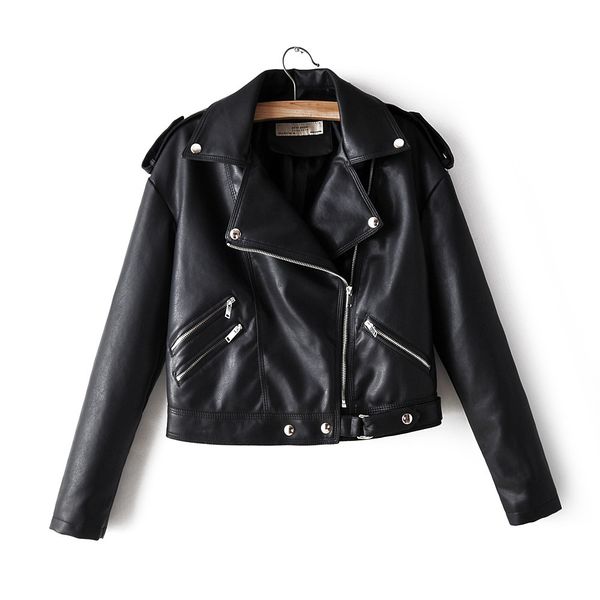 

2021 new new fashions lapel plutonium female leather jacket h00273 5ofq, Black