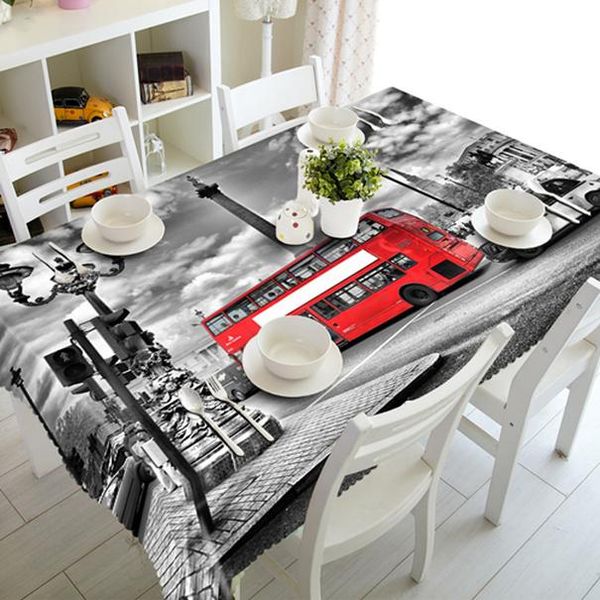 

3d streetscape скатерть красной будки и автобус в лондоне улице моющиеся сгущает прямоугольную скатерть для венчания jllbql