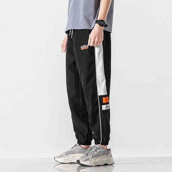 

slacks sport pants men'pants spring and summer fashion casual men's youth trend trim stitching contrast sports korean leggings, Black