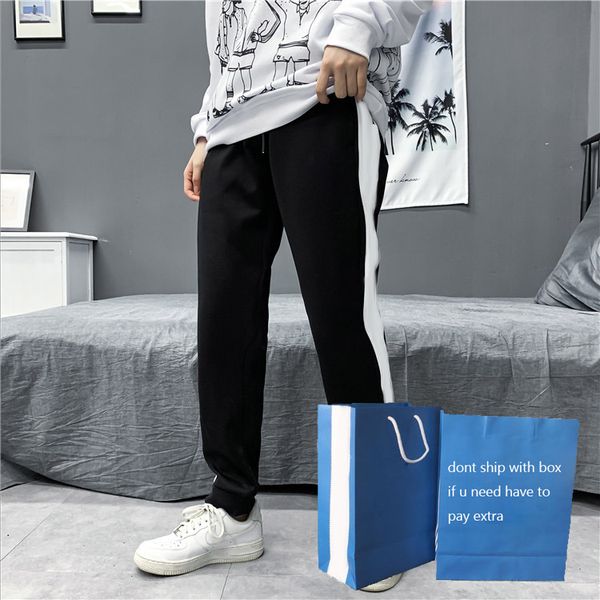 

men fitness sport pants 2020 running fashion mens striped luminous letter pattern print joggers teenager sweatpants, Black