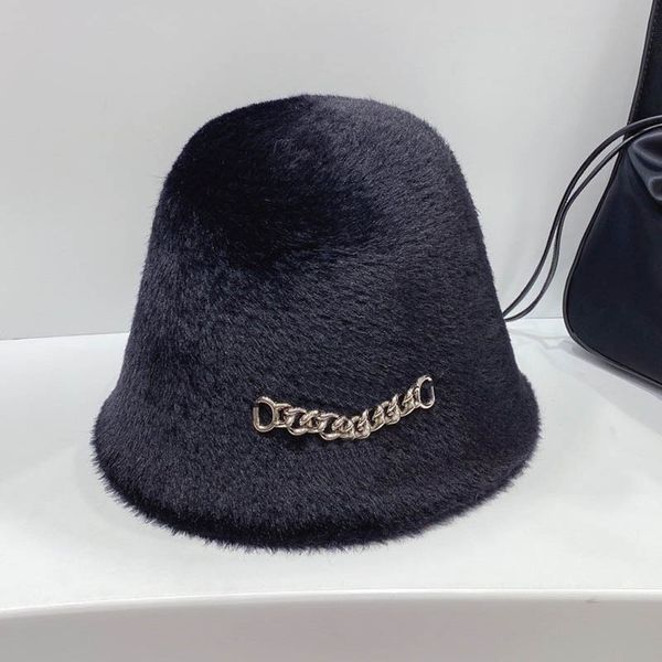 

stingy brim hats bucket hats 3 colors women caps autumn winter mink fur warm hat ladies headdress hat avant-garde fashion christmas gift, Blue;gray