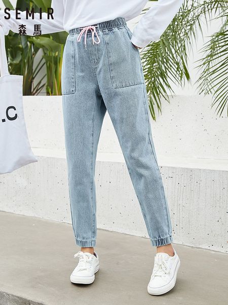 

korean, korean, denim shorts with elastic bands, running pants, by spring 2020, Blue