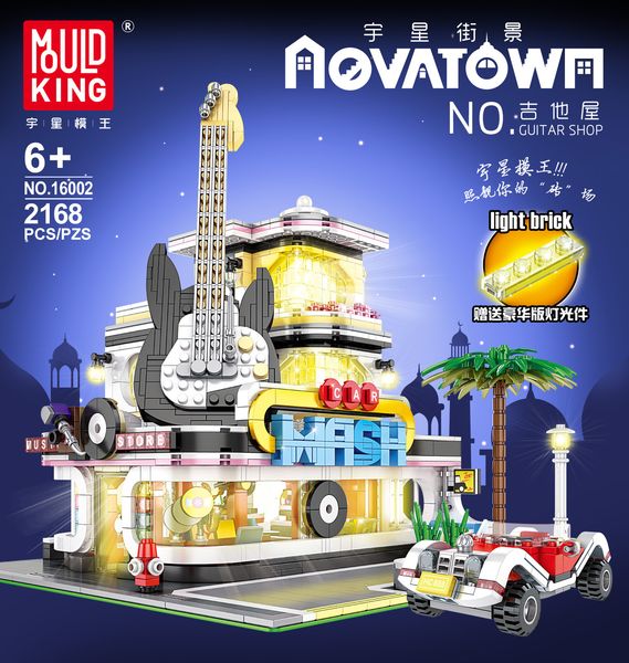 

compatible lepining led bricks city street series moc creator expert guitar shop model building blocks toys for children gifts 1008 1020