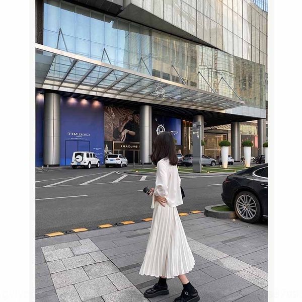 

q6gpr snow suit layer temperament fashion two women 2020 new skirtshirt pleated skirt lazy shirt cuenn skirt thousand sets pleated, Gray