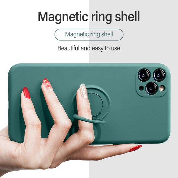 

silicone magnetic holder designer phone case for iphone 12 mini 11 pro max case xs max xr xs x 8 7 stand finger ring bracket coque iphone 11
