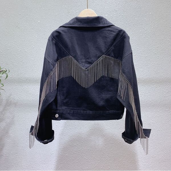 

curry black denim short jacket female fall down low waist jean woman clothes cropped coat ropa dgvc, Black;brown