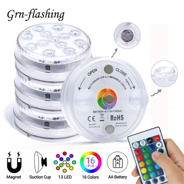 

16 colors submersible 13 led light with suction cup for outdoor pond fountain vase garden swimming pool underwater night lamp